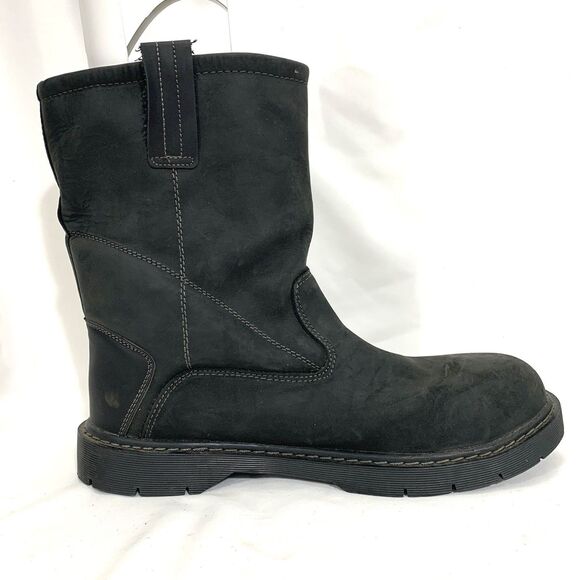 HERMAN SURVIVORS Black Leather Steel Toe Slip On Work Boots Slip Resistant Sz 14 - Picture 3 of 13